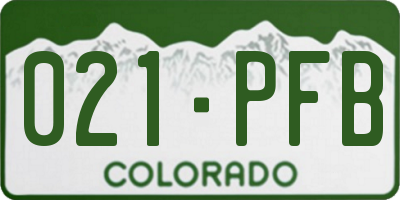 CO license plate 021PFB