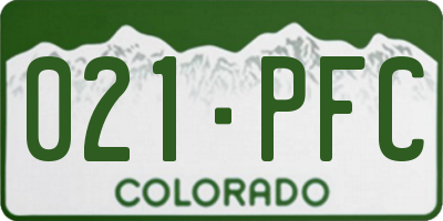 CO license plate 021PFC