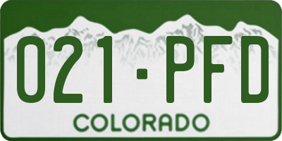 CO license plate 021PFD