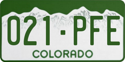 CO license plate 021PFE