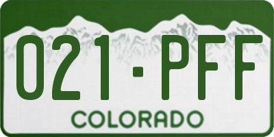 CO license plate 021PFF