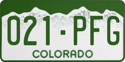 CO license plate 021PFG