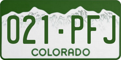 CO license plate 021PFJ