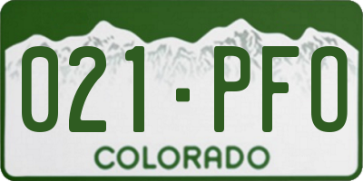 CO license plate 021PFO