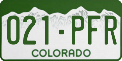 CO license plate 021PFR