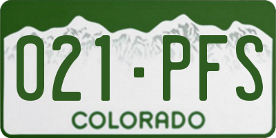 CO license plate 021PFS
