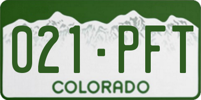 CO license plate 021PFT