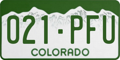 CO license plate 021PFU