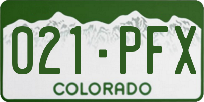 CO license plate 021PFX