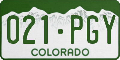 CO license plate 021PGY