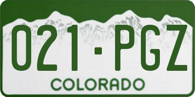 CO license plate 021PGZ
