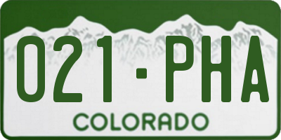 CO license plate 021PHA