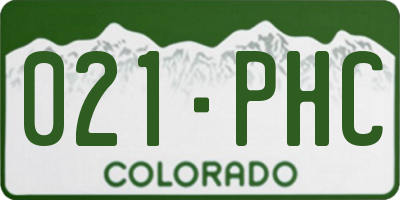 CO license plate 021PHC