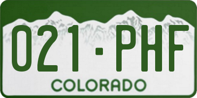 CO license plate 021PHF