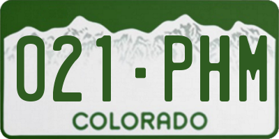CO license plate 021PHM