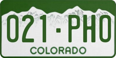 CO license plate 021PHO