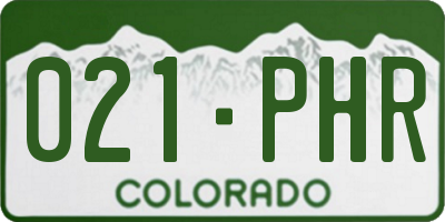 CO license plate 021PHR