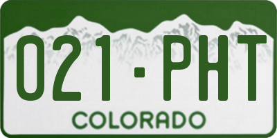 CO license plate 021PHT