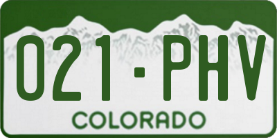 CO license plate 021PHV
