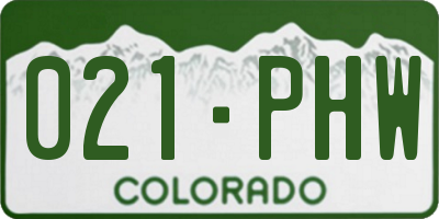 CO license plate 021PHW