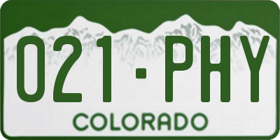 CO license plate 021PHY