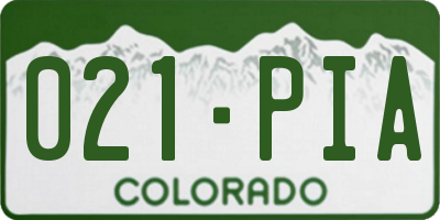 CO license plate 021PIA