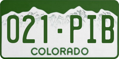 CO license plate 021PIB