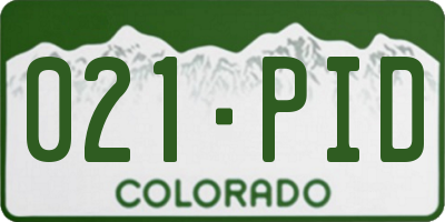 CO license plate 021PID
