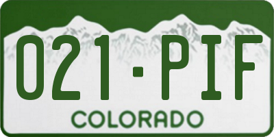 CO license plate 021PIF