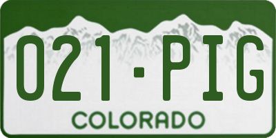 CO license plate 021PIG