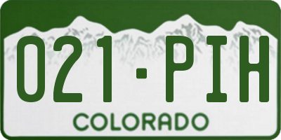 CO license plate 021PIH