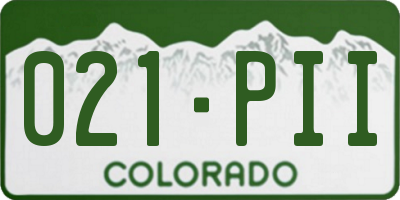 CO license plate 021PII