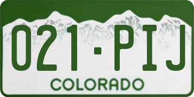 CO license plate 021PIJ