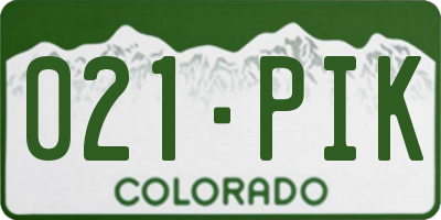 CO license plate 021PIK