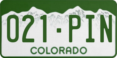 CO license plate 021PIN