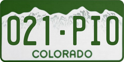 CO license plate 021PIO