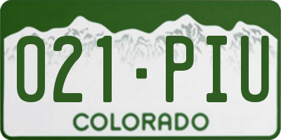 CO license plate 021PIU