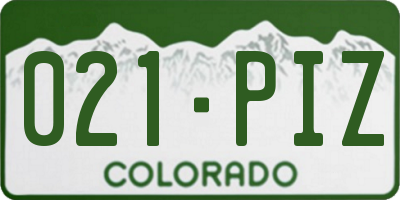 CO license plate 021PIZ