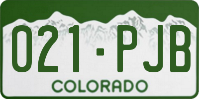 CO license plate 021PJB