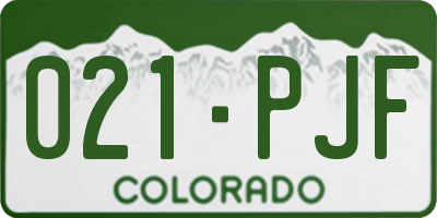 CO license plate 021PJF