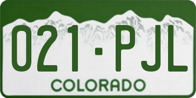 CO license plate 021PJL