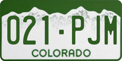CO license plate 021PJM