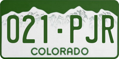 CO license plate 021PJR