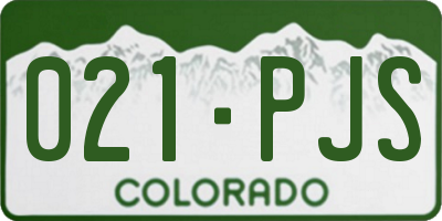 CO license plate 021PJS