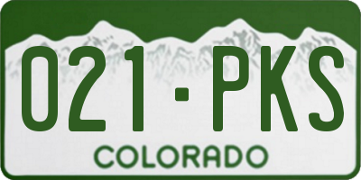 CO license plate 021PKS