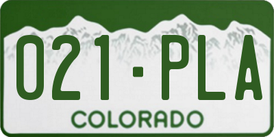 CO license plate 021PLA