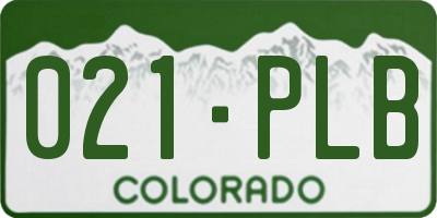 CO license plate 021PLB