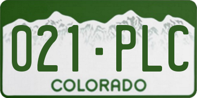 CO license plate 021PLC