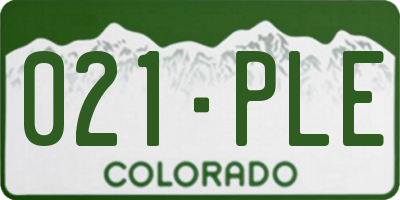 CO license plate 021PLE