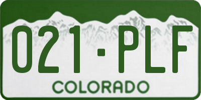 CO license plate 021PLF